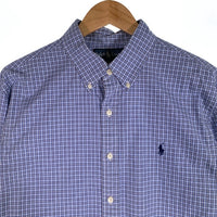 Ralph Lauren ラルフローレン SLIM FIT ボタンダウンチェックシャツ ブルー Size 16 1/2 福生店