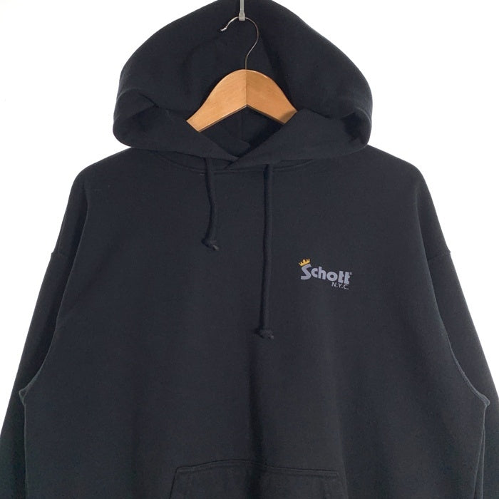 Schott ショット HOODED SWEAT CROWN LOGO フーデッド スウェット クラウンロゴ プルオーバー フーディー パーカー ブラック 782-2231019 Size M 福生店