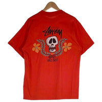 80's STUSSY ステューシー Skull Flouwer スカルフラワー 半袖 Tシャツ レッド USA製 Size XL 福生店