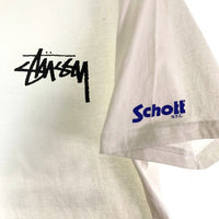 STUSSY ステューシー Schott ショット 100周年 BUILT FOR THE LONG HAUL!! Tシャツ ホワイト sizeL★汚れ有 瑞穂店