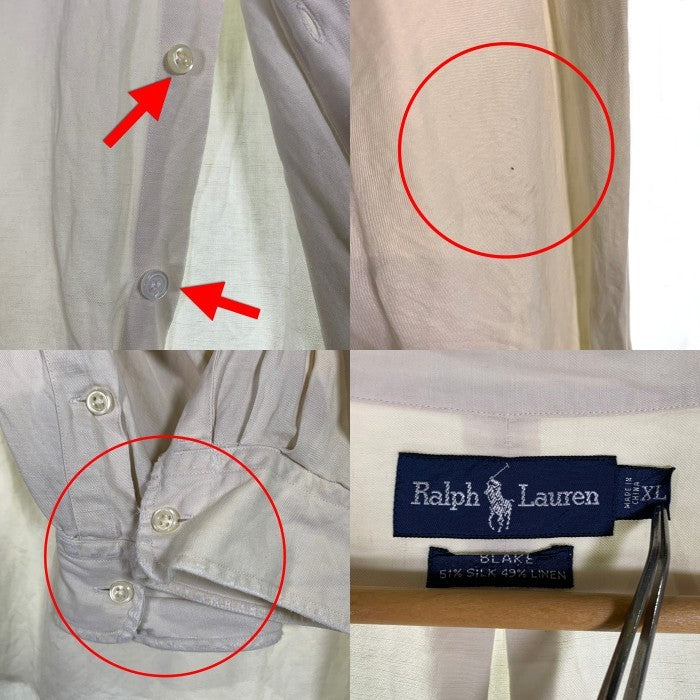 Ralph Lauren ラルフローレン BLAKE シルク 長袖 ボタンダウン シャツ ホワイト Size XL 福生店