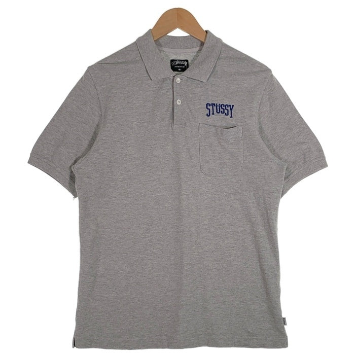 STUSSY ステューシー 刺繍 半袖 ポロシャツ グレー Size M 福生店