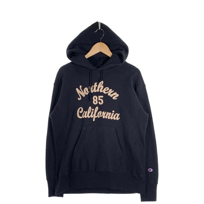 Champion チャンピオン リバースウィーブ プルオーバースウェットパーカー 単色タグ復刻 カレッジワッペン ブラック C3-W112 Size L 福生店