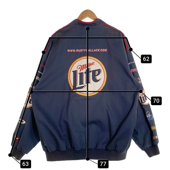 MILLER LITE ミラーライト NASCAR ナスカー ジップアップ レーシング ジャケット ネイビー Size XL 福生店