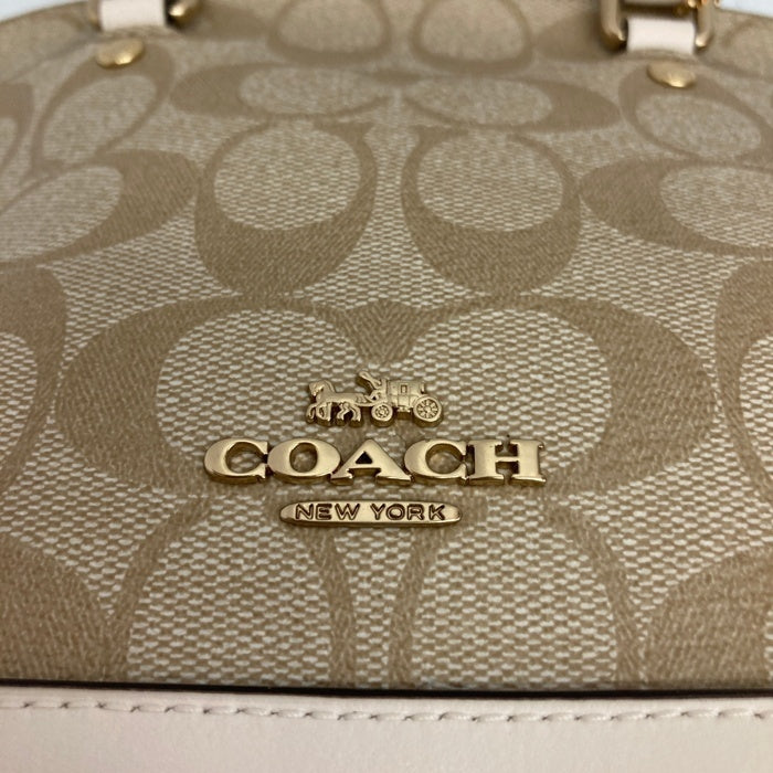 COACH コーチ F27583 シグネチャー 2WAY ハンドバッグ ブラウンxホワイト 瑞穂店