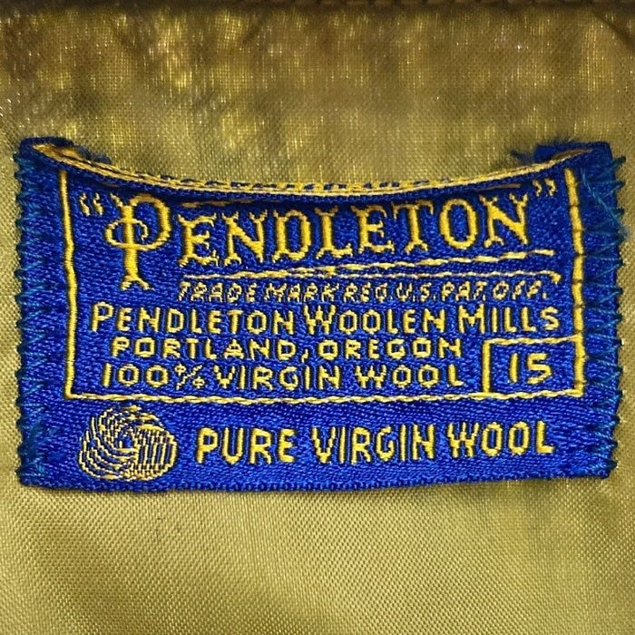 PENDLETON ペンドルトン 60's USA製 ウールシャツ 両ポケット 千鳥柄 グリーン size15 瑞穂店