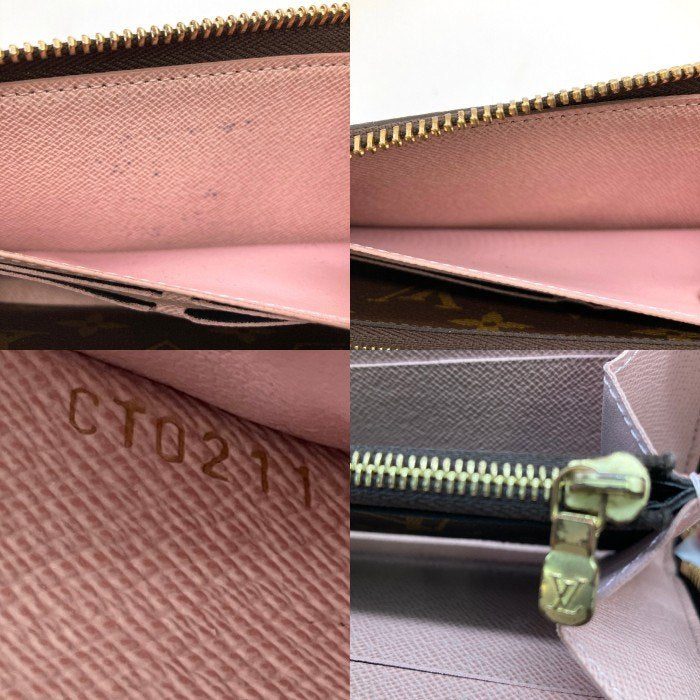 LOUIS VUITTON ルイヴィトン M61298 モノグラム ポルトフォイユ・クレマンス ローズ・バレリーヌ 長財布 ブラウン 瑞穂店