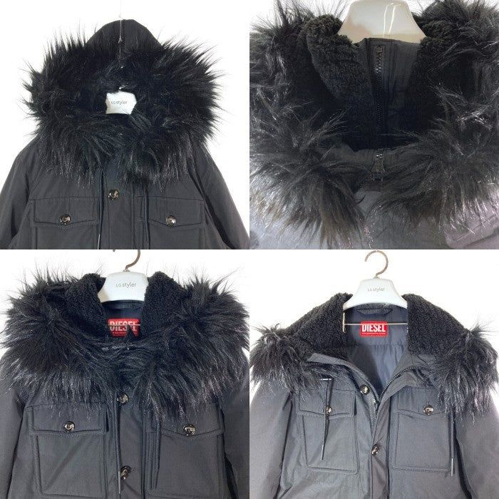 DIESEL ディーゼル W-JORGY ファー付き 中綿 モッズコート ブラック size48 瑞穂店