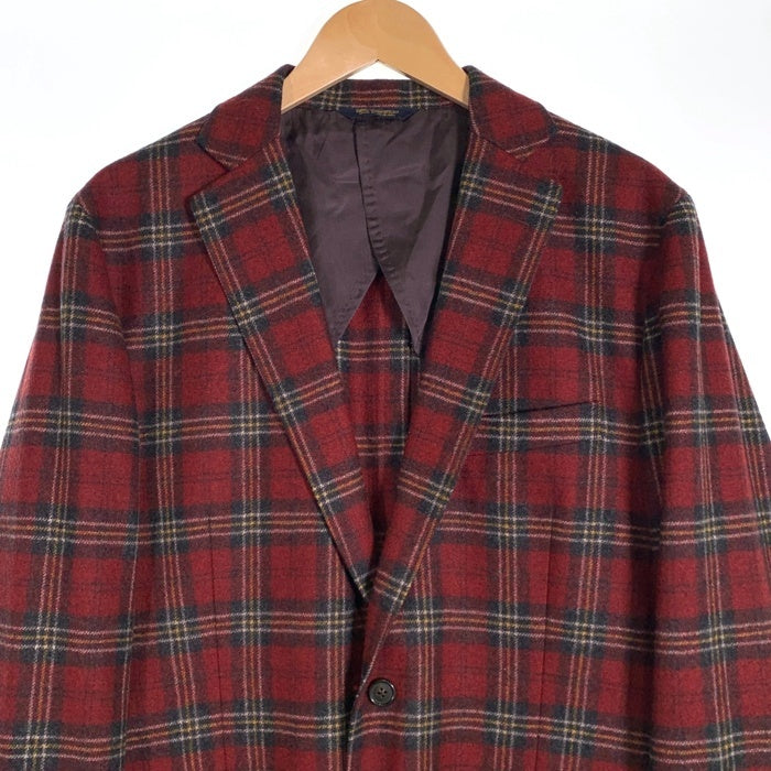 Brooks Brothers ブルックスブラザーズ ウール チェック柄 2B テーラードジャケット レッド ネーム刺繡 Size 42R 福生店