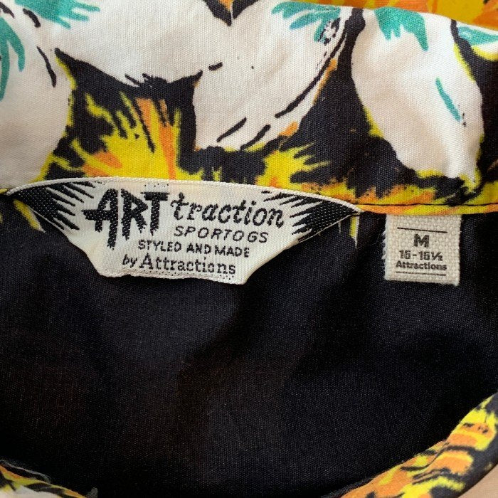 ARTtraction アートトラクション オープンカラー コットンアロハシャツ アトラクションズ Size M 福生店