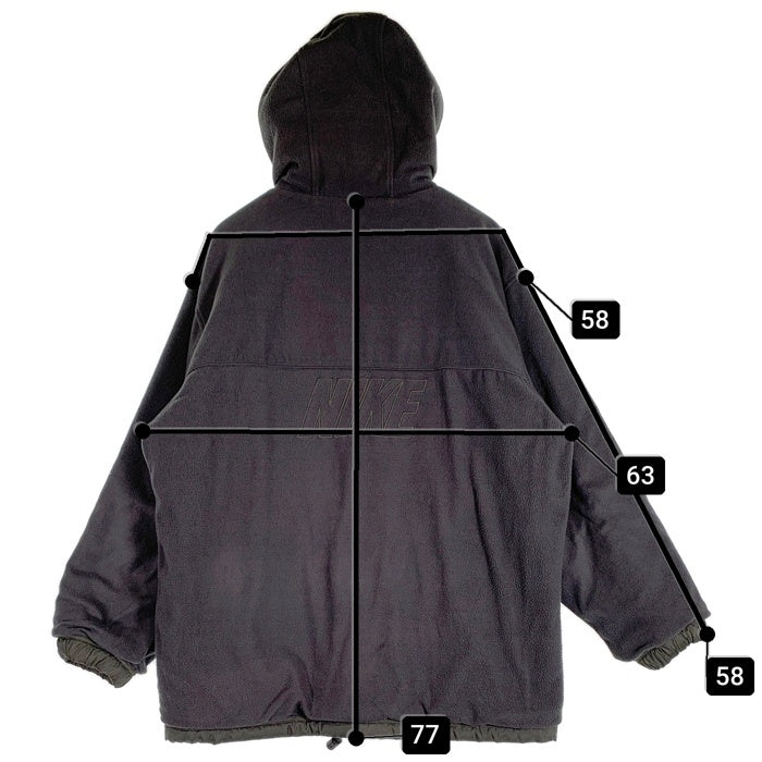 00’s NIKE ナイキ リバーシブル フーデッドジャケット ナイロン フリース モスグリーン チャコール Size M 福生店