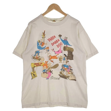 90`s The Flintstones フリントストーン プリントTシャツ ホワイト 袖裾シングル Size L 相当 福生店