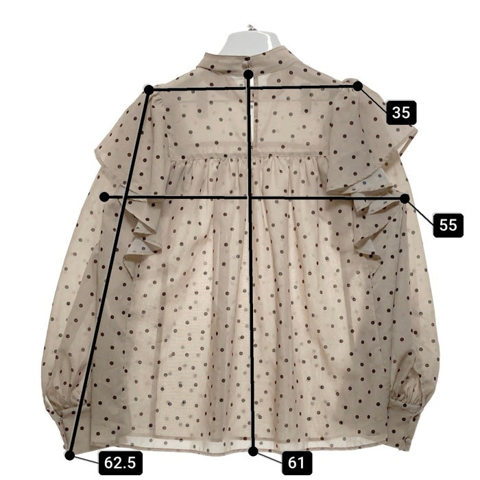 rienda リエンダ フリルショルダードットブラウス ベージュ sizeF 瑞穂店