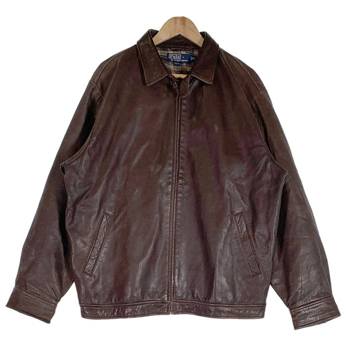 90's Polo by Ralph Lauren ポロバイラルフローレン Genuine Leather Jacket ラムレザー ジャケット ブラウン Size XL 福生店