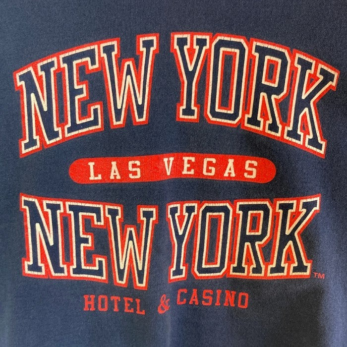 90's NEW YORK NEW YORK HOTEL＆CASINO ニューヨーク ニューヨーク ホテル&カジノ プリント クルーネックスウェットトレーナー ネイビー Size XL 瑞穂店