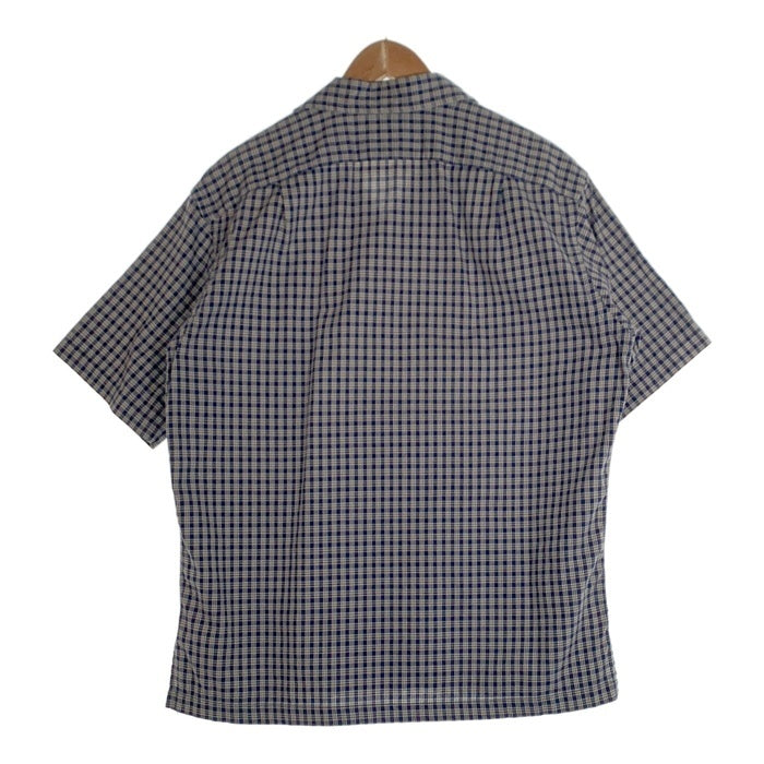 90’s RRL ダブルアールエル コットン オープンカラーチェックシャツ 半袖 ネイビー モーリシャス製 Size S 福生店