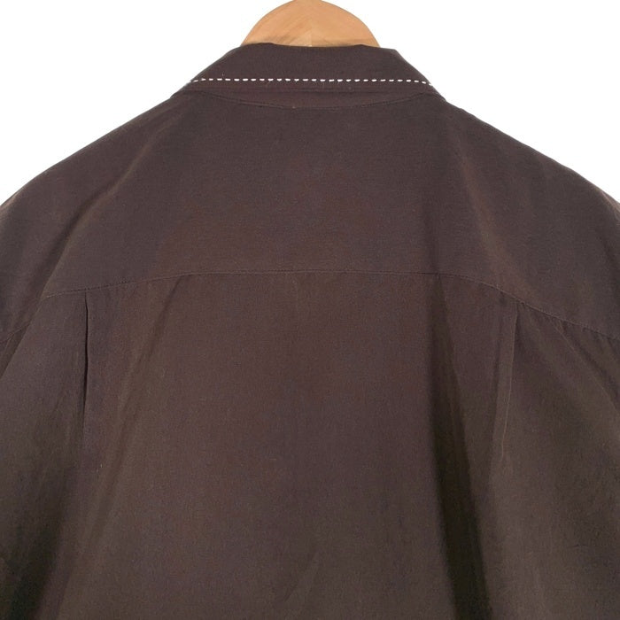 00's HUNT CLUB ハントクラブ オープンカラーストライプシャツ 半袖 ポリエステル ブラウン Size L 福生店