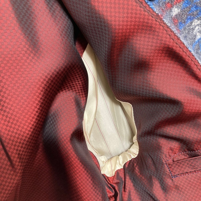 ADJUSTABLE COSTUME アジャスタブルコスチューム ネイティブ柄 ダブルブレスト ショールカラーコート グレー Size 38 瑞穂店