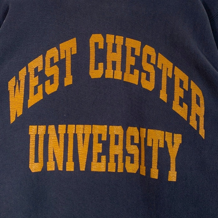 90's Champion チャンピオン WEST CHESTER UNIVERSITY リバースウィーブ カレッジ クルーネックスウェットトレーナー ネイビー 刺繡タグ Size L 福生店