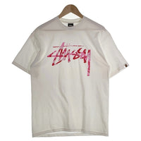 STUSSY ステューシー A BATHING APE アベイシングエイプ 30周年記念 ストックカモロゴ プリントTシャツ ホワイト ピンク Size M 福生店