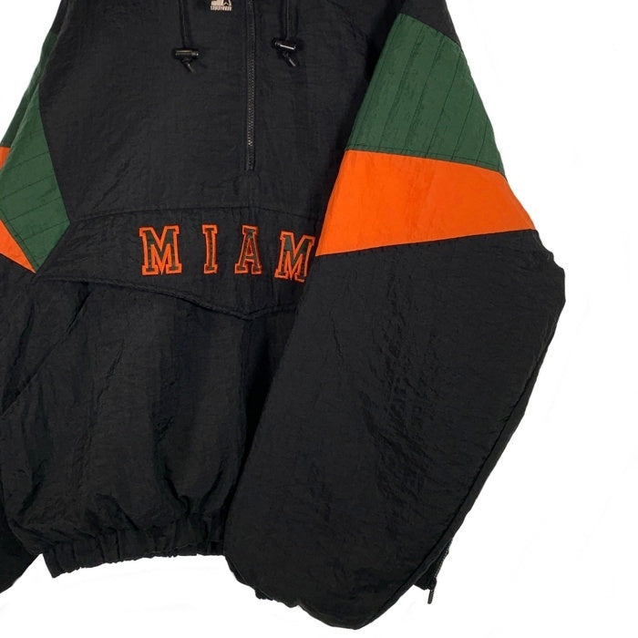90's STARTER スターター マイアミハリケーンズ 大学 ナイロン プルオーバーパーカー 中綿 ブラック 韓国製 Size XL 福生店