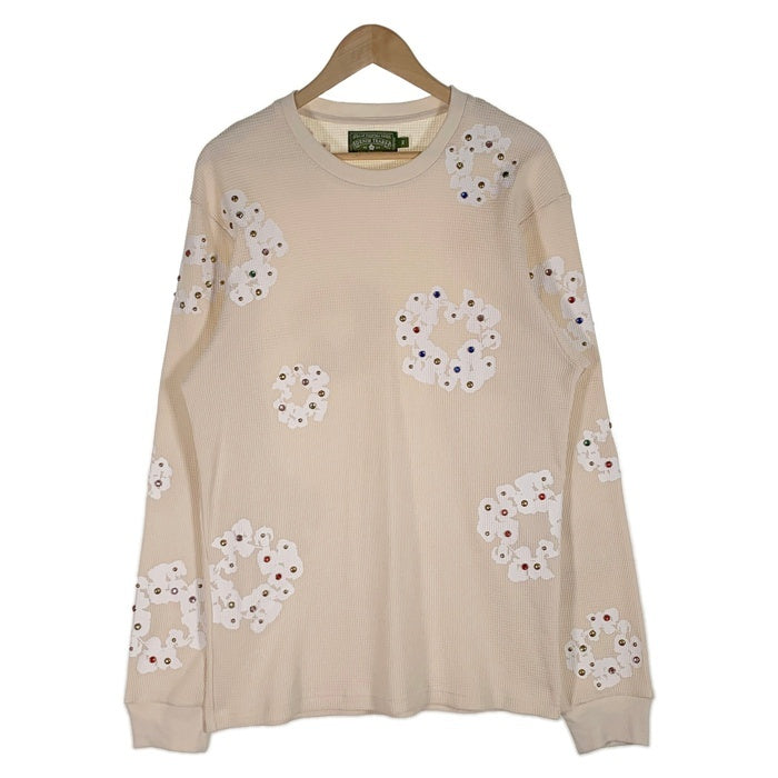 DENIM TEARS デニムティアーズ RHINESTONE COTTON WREATH THERMAL ラインストーンコットンリース サーマルカットソー アイボリー Size M 福生店