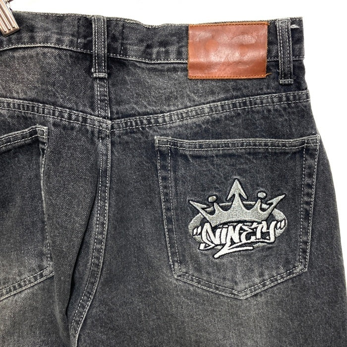 9090 ナインティナインティ ワイド デニムパンツ ブラック sizeL 瑞穂店