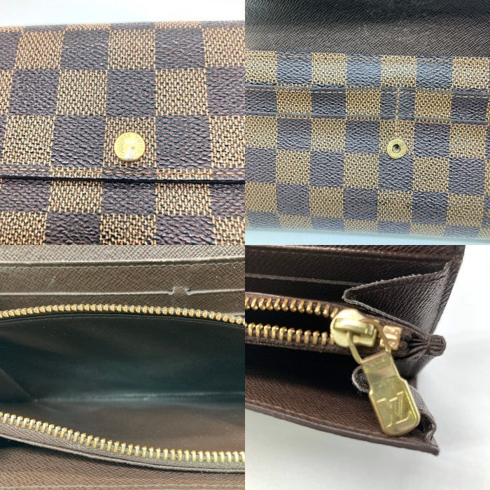 LOUISVUITTON ルイヴィトン ダミエ  ポルトフォイユサラ 長財布 N61734 ブラウン　※ホック緩め 瑞穂店