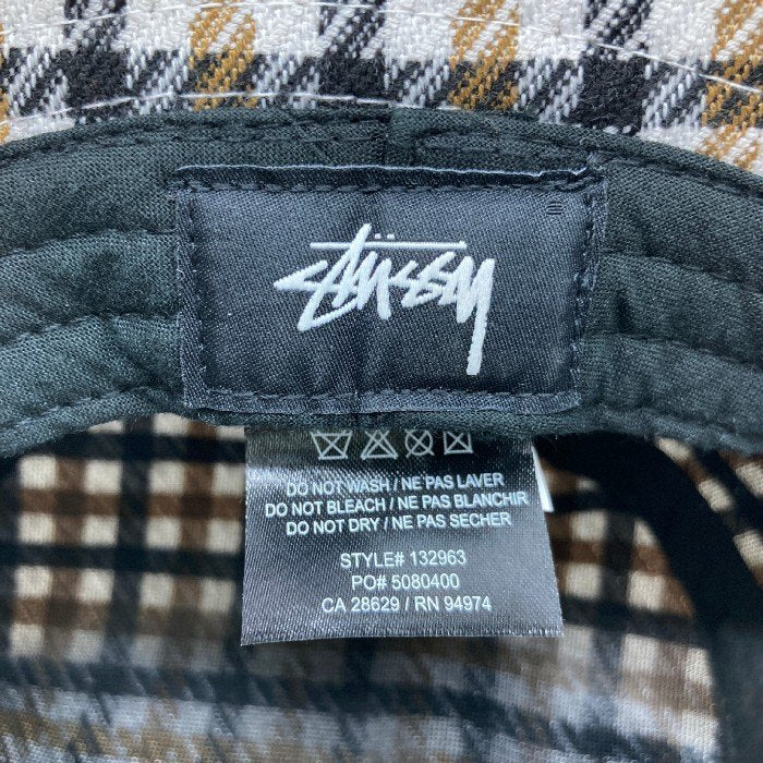 STUSSY ステューシー 132963 Big Logo Check Plaid Bucket Hat ロゴ刺繍 チェック バケットハット ベージュ sizeL/XL 瑞穂店