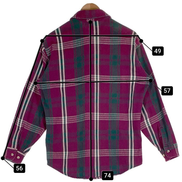 90's ST.JOHN’S BAY セントジョンズベイ チェック フランネルシャツ パープル グリーン USA製 Size M 福生店