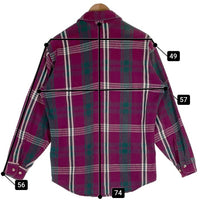 90's ST.JOHN’S BAY セントジョンズベイ チェック フランネルシャツ パープル グリーン USA製 Size M 福生店