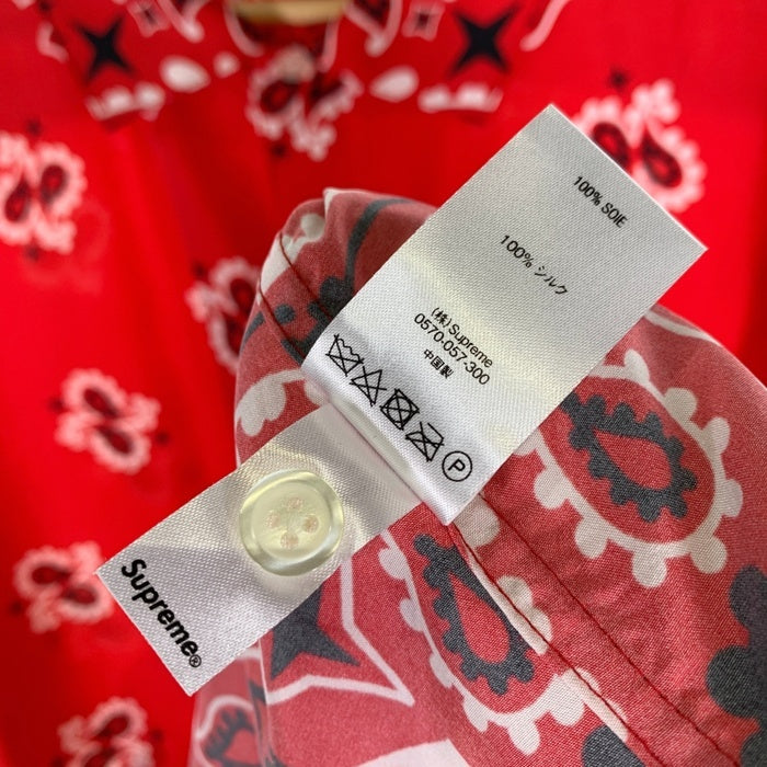 SUPREME シュプリーム 21SS Bandana Silk S/S Shirt バンダナ シルク ショートスリーブシャツ オープンカラー レッド Size XL 福生店