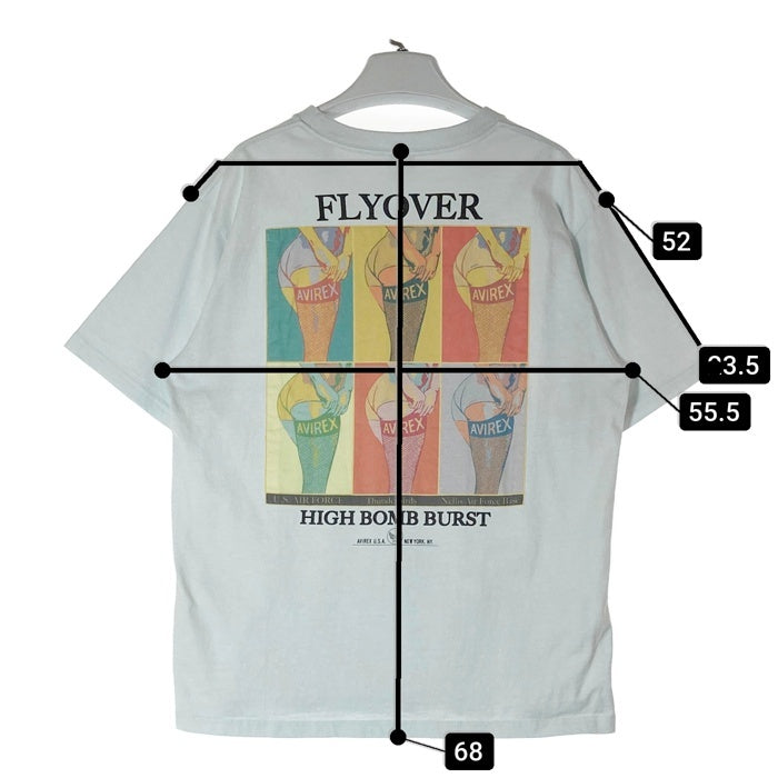AVIREX アヴィレックス FLYOVER HIGH BOMB BURST バックプリント Tシャツ ブルーグレー sizeL 瑞穂店
