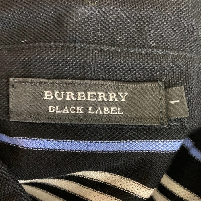 BURBERRY BLACK LABEL バーバリーブラックレーベル コットンボーダーポロシャツ ブラック BMV03-901-09 Size 1 瑞穂店