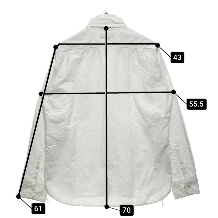 Triple Works トリプルワークス マチ付き ワークシャツ 長袖 コットン ホワイト アイアンハート Size M 瑞穂店