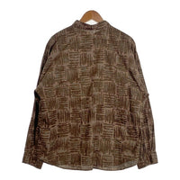 TENDERLOIN テンダーロイン スタンドカラー 総柄プリントシャツ ブラウン コットン Size M 福生店