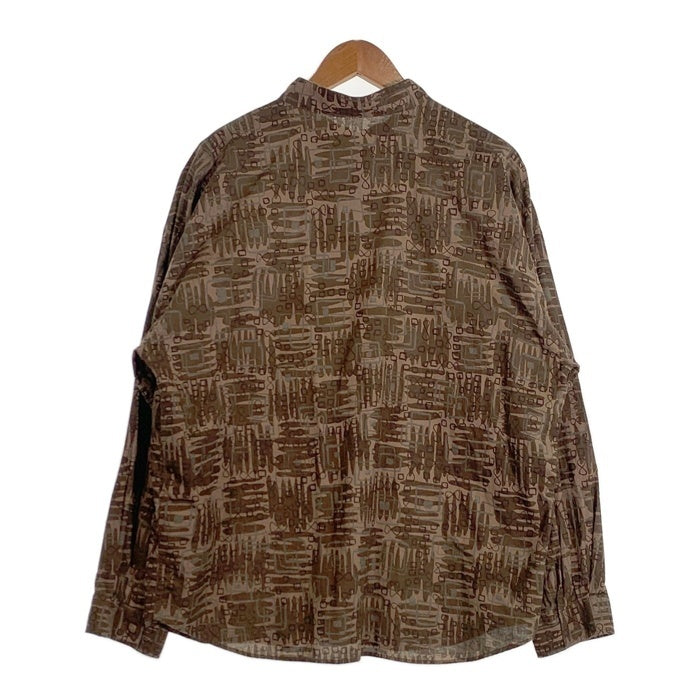TENDERLOIN テンダーロイン スタンドカラー 総柄プリントシャツ ブラウン コットン Size M 福生店
