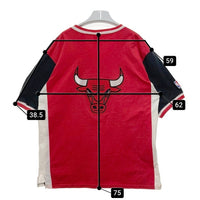 90's~ Champion チャンピオン NBA CHICAGO BULLS シカゴ・ブルズ Vネック プルオーバートップス 半袖 ブラック レッド Size L 瑞穂店