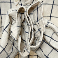 SUGAR CANE シュガーケーン SC36544 リネン混 ウィンドウペーン 七分丈 シャツ オフホワイト×ブラック ボタン付き sizeM 瑞穂店