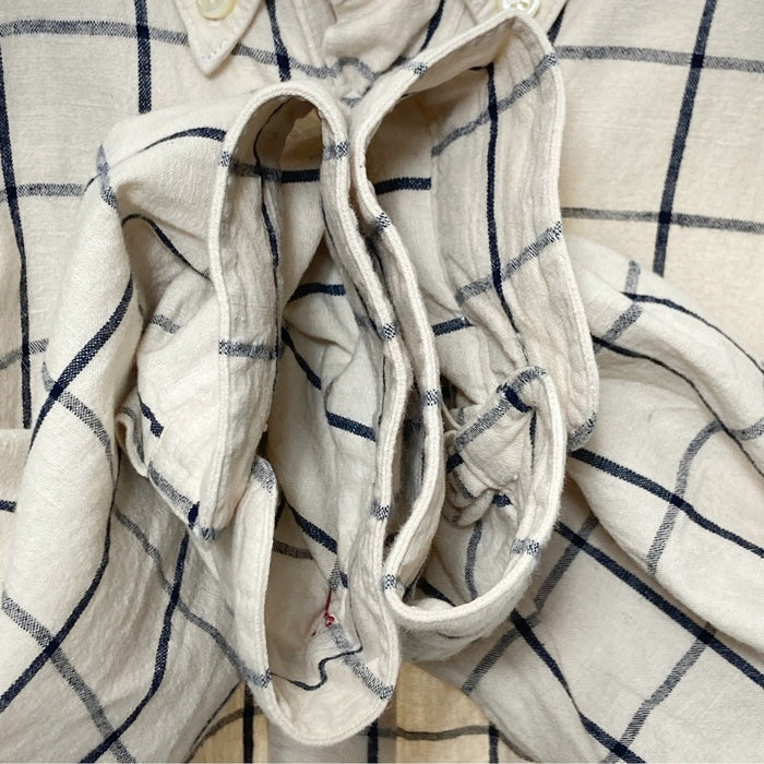 SUGAR CANE シュガーケーン SC36544 リネン混 ウィンドウペーン 七分丈 シャツ オフホワイト×ブラック ボタン付き sizeM 瑞穂店