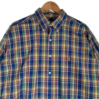 RALPH LAUREN ラルフローレン 長袖 ボタンダウンシャツ チェック イエロー ブルー Size 17/XL 福生店