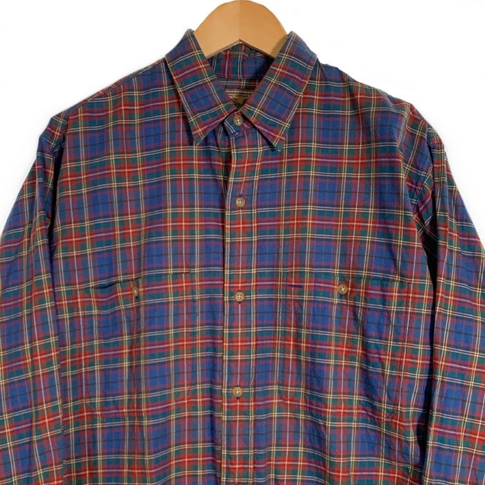 80-90's Calvin Klein カルバンクライン コットン チェックシャツ ブルー レッド 香港製 オールド Size M 福生店