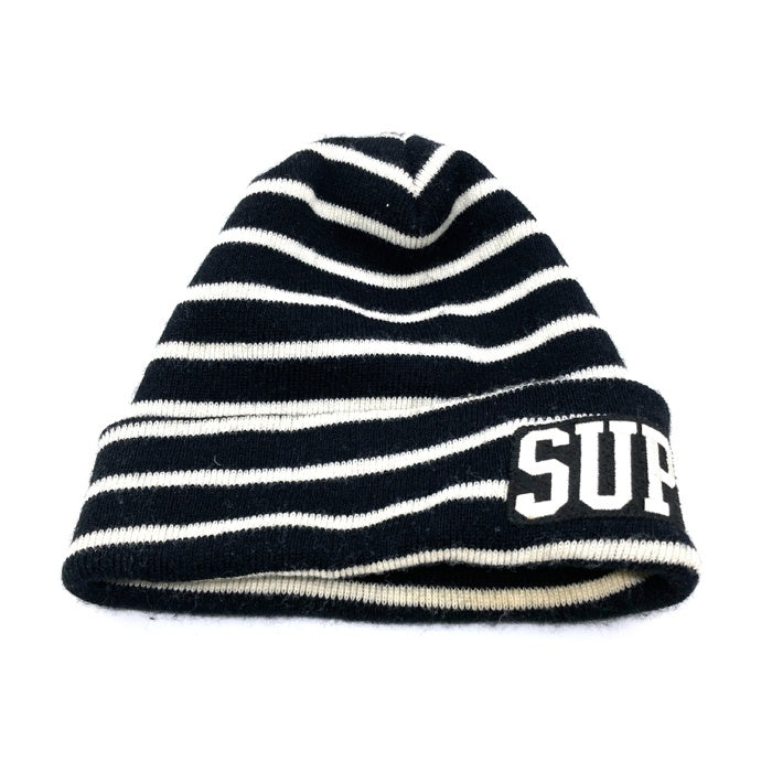Supreme シュプリーム Team Stripe Beanie ニット帽 ビーニー ブラック×ホワイト  瑞穂店