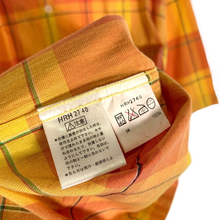 Helly Hansen ヘリーハンセン オープンカラーチェックシャツ 半袖 イエロー コットン Size L 福生店