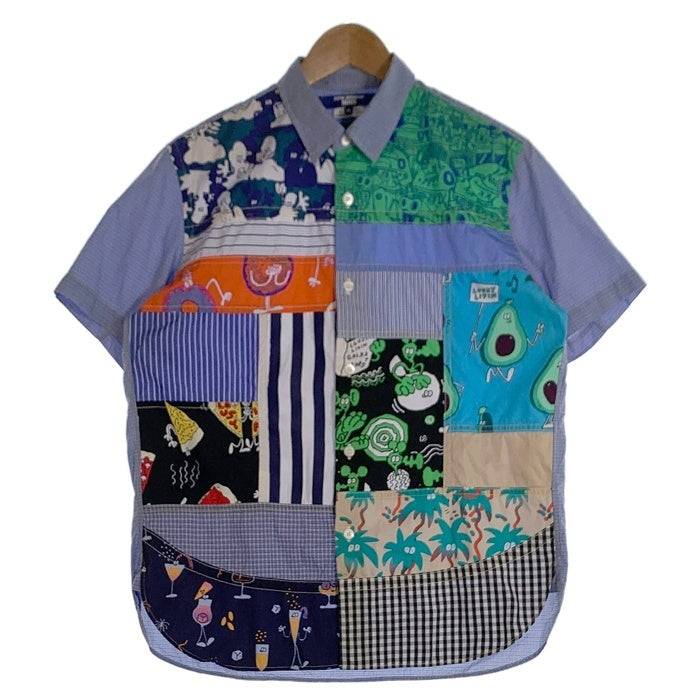 JUNYA WATANABE MAN ジュンヤワタナベマン コムデギャルソン LOUSY LIVIN ラウジーリビン パッチワーク コットンチェックシャツ 半袖 ライトブルー WM-B024 AD2023 Size XS 福生店
