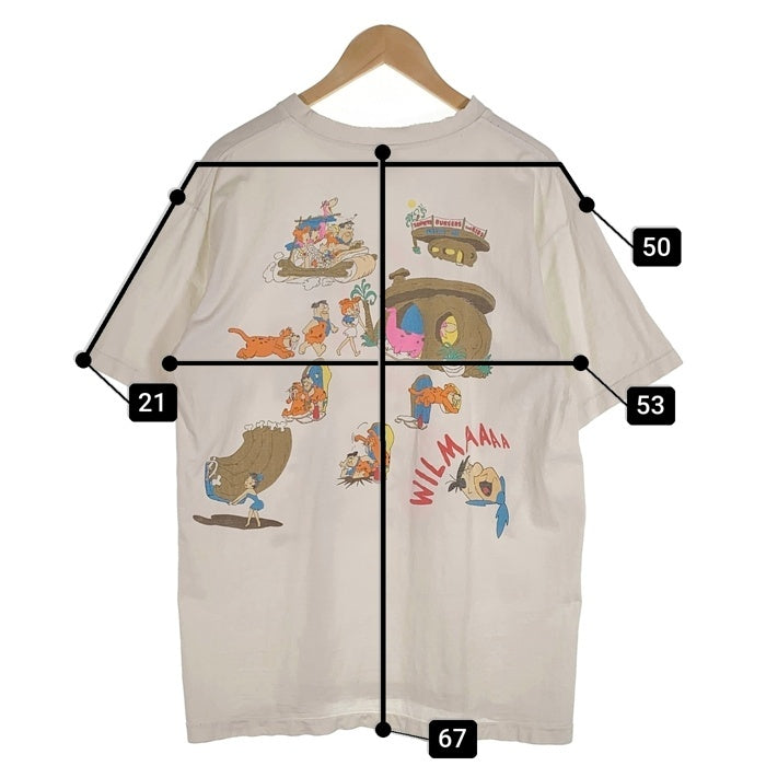 90`s The Flintstones フリントストーン プリントTシャツ ホワイト 袖裾シングル Size L 相当 福生店
