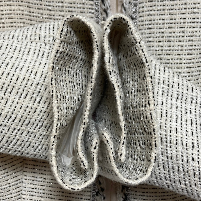 23区 ニジュウサンク ラメツイード ノーカラー ジャケット ホワイト size40 瑞穂店