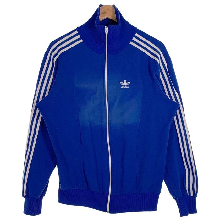 70's adidas アディダス トラックジャケット トレフォイル 刺繡ロゴ ブルー Size L 福生店