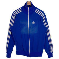 70's adidas アディダス トラックジャケット トレフォイル 刺繡ロゴ ブルー Size L 福生店