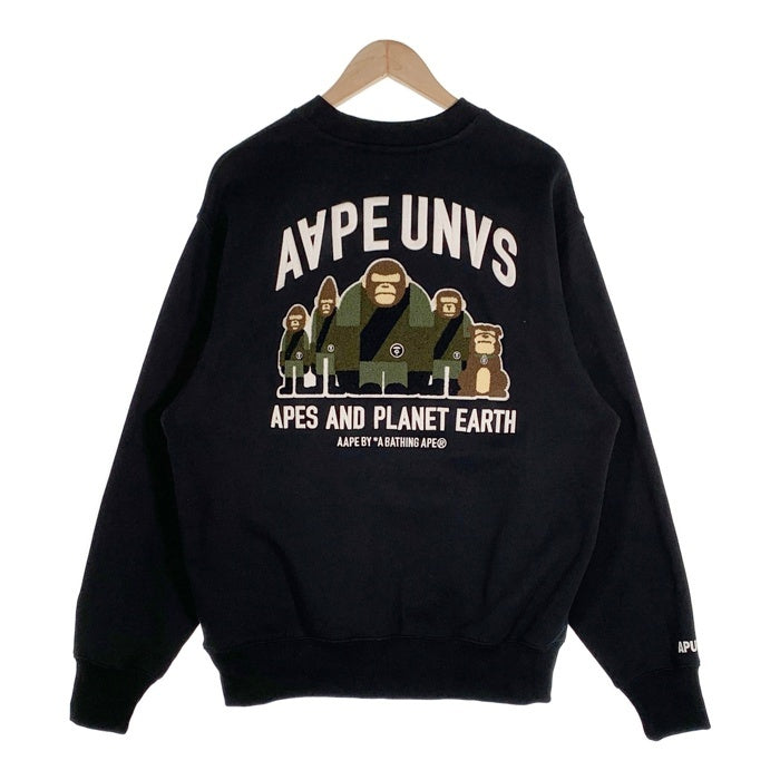 AAPE BY A BATHING APE エーエイプ 24SS クルーネックスウェットトレーナー ブラック AAPSWMA344XXL Size M 福生店